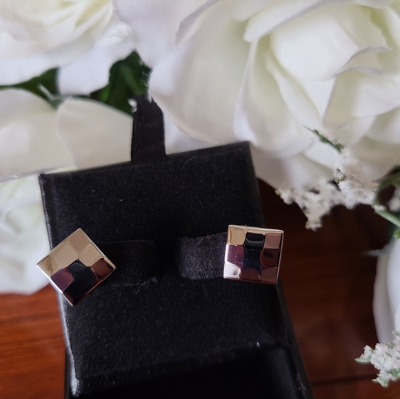 Black Jack Other - Black Jack Men's Jewelry Silver Square Earrings